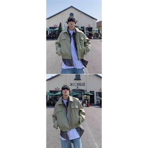 美式复古短款皮衣外套男春秋季潮牌宽松休闲街头机车翻领PU皮夹克图片