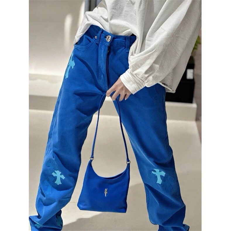 复古高腰牛仔裤女春季辣妹高街设计感宽松显瘦窄版直筒裤N7048,男装牛仔裤,星座1116A（原606A-3）