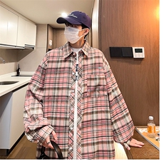 控价59港风格子衬衫宽松外套男女衬衣百搭格子外套CS2410P40，男装衬衫，电商A128