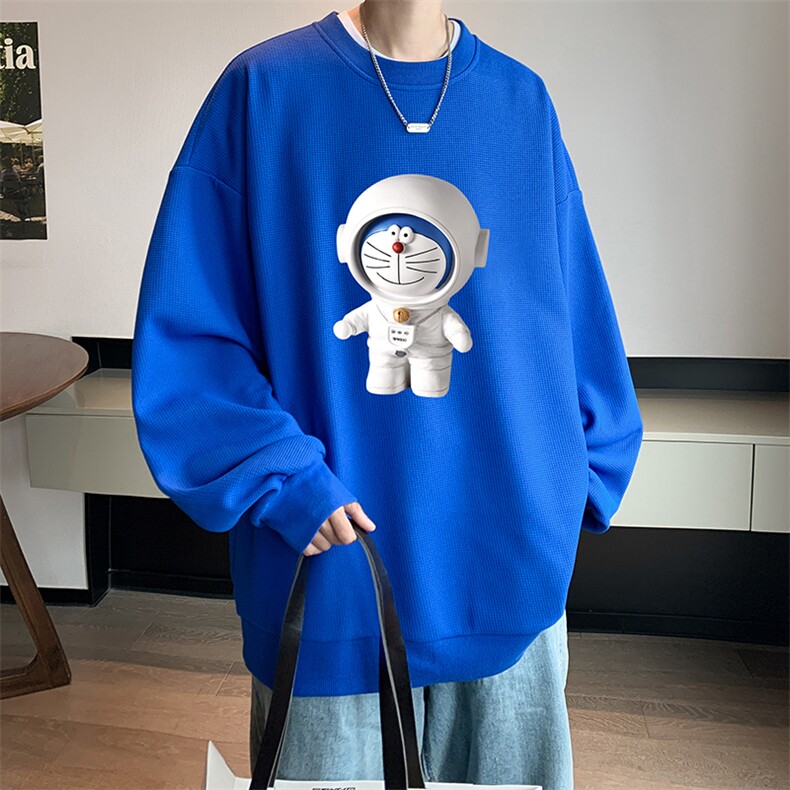 华夫格卫衣圆领卫衣男大码长袖t恤男外套HW76233-P30加绒款-P40,男装卫衣,电商A040