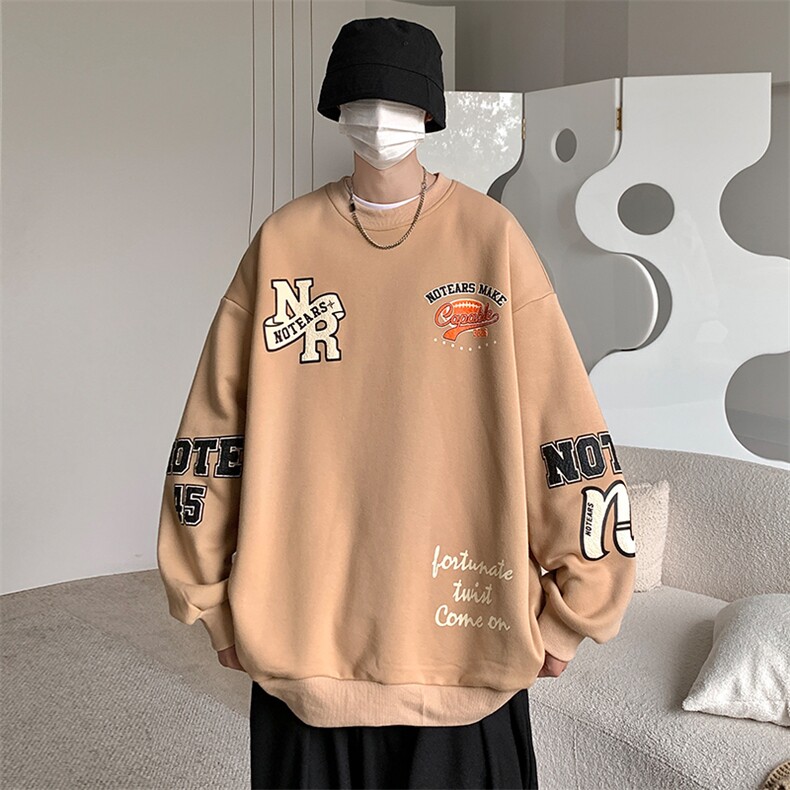 2023春新款港风立体发泡印花宽松圆领套头卫衣23083-P55控85,男装卫衣,星座914-3