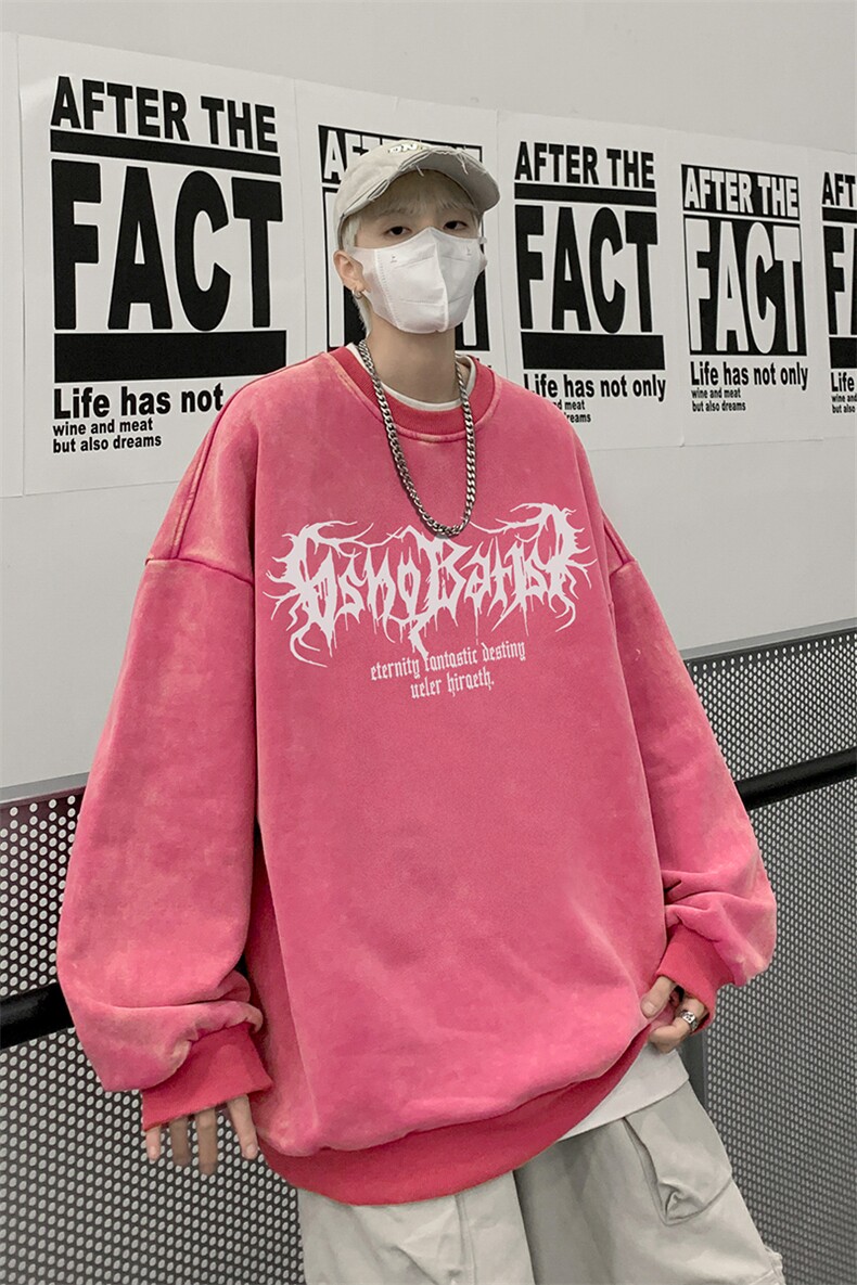 美式潮牌重磅水洗做旧圆领卫衣力推大码男BK5500-P58加绒P66,男装卫衣,星座517A