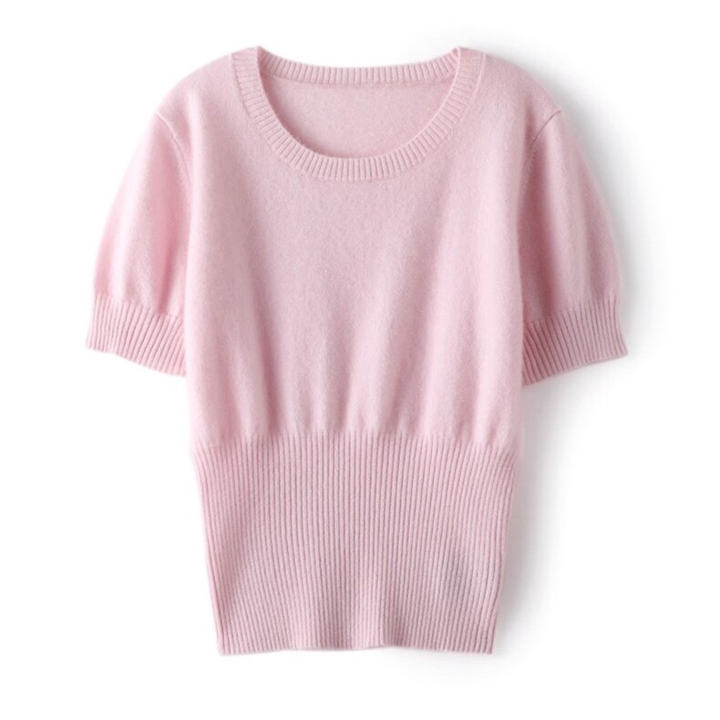 2025年夏季通勤时尚百搭宽松版型柔软舒适圆领短袖，女装T恤，麦德绒