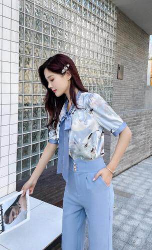 夏季碎花上衣套裤，女装，樱·之秀