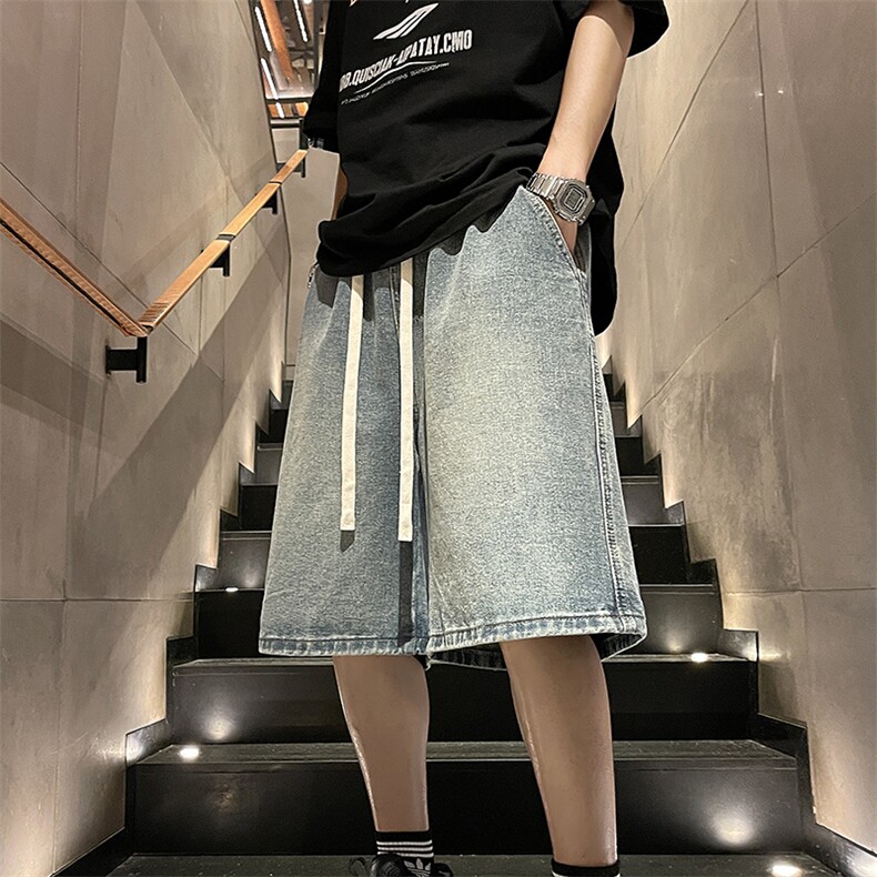 牛仔短裤宽松休闲潮流高街学生五分裤DK502P45,男装牛仔裤,电商D325
