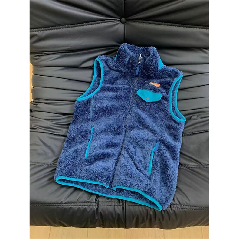 高品 柔软摇粒绒立领拼色马甲外穿背心珊瑚绒外套男女 A1178-P50图片