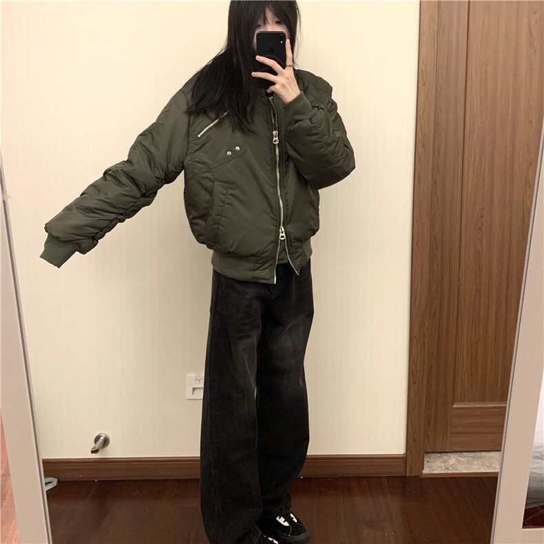 【有货】DM6102-P93秋冬夹克外套多拉链BOMBER立领加厚抽皱棉服图片