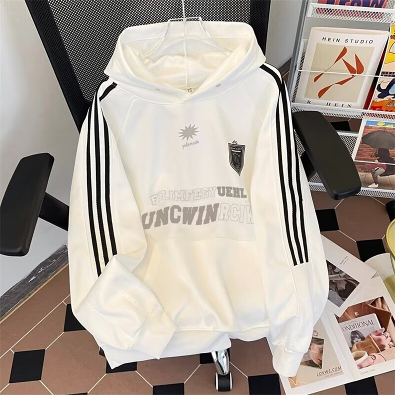 特批高质量字母印花条纹袖连帽卫衣W111p46,男装卫衣,星座1013