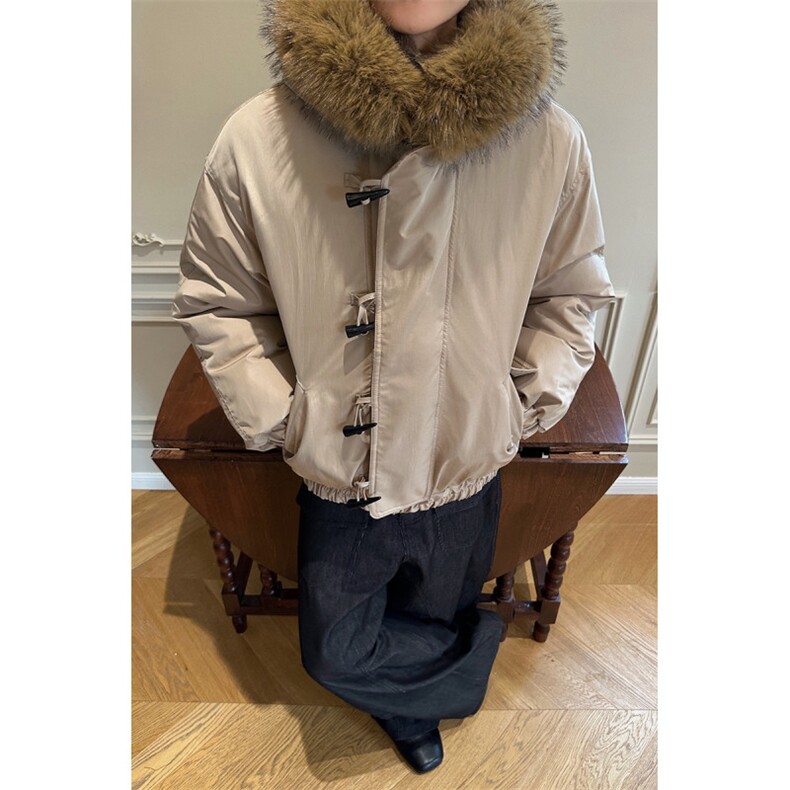 517A-8-Y95-P98毛领可拆卸牛角扣加棉高品质派克服情侣棉衣外套图片