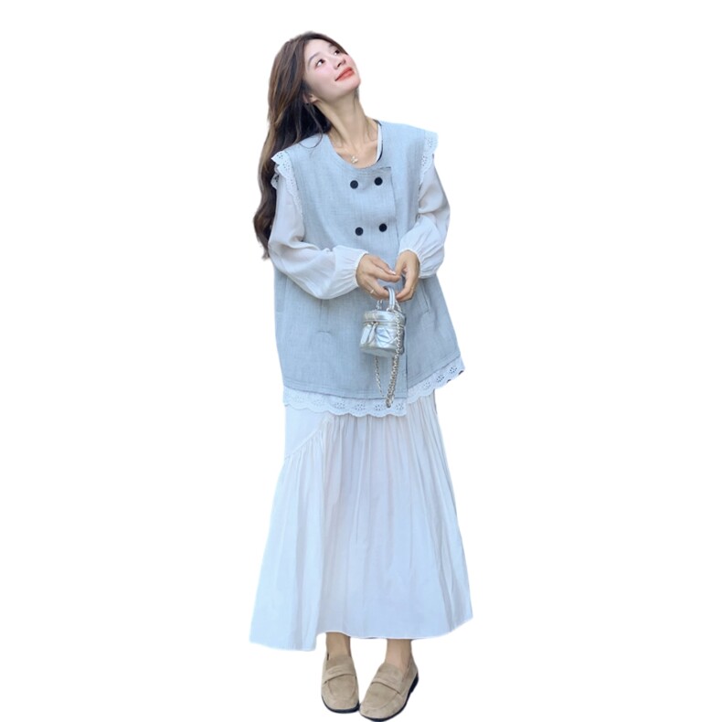 新款-长袖连衣裙＋西装马甲外套1602-P175-K258,女装套装/套裙,2C168