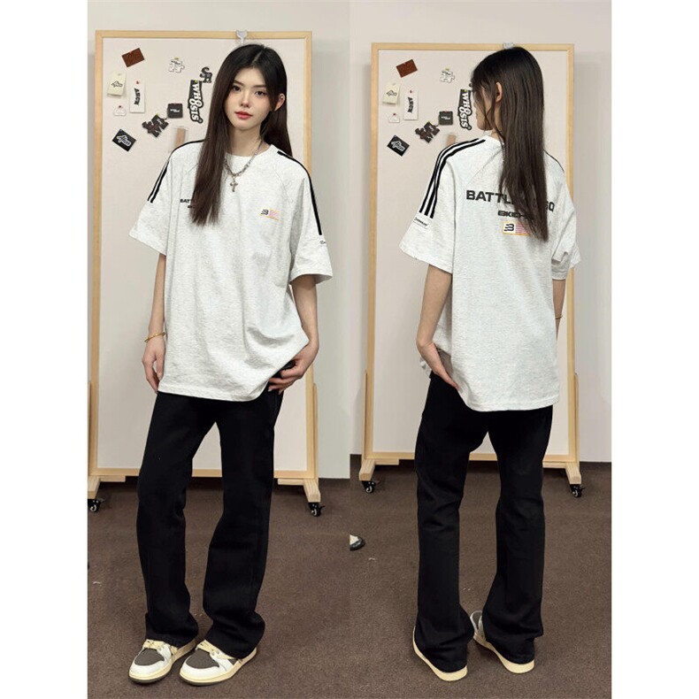 潮牌美式复古短袖T恤男女夏季情侣高街宽松上衣标准常规青少年,男装T恤,星座506A