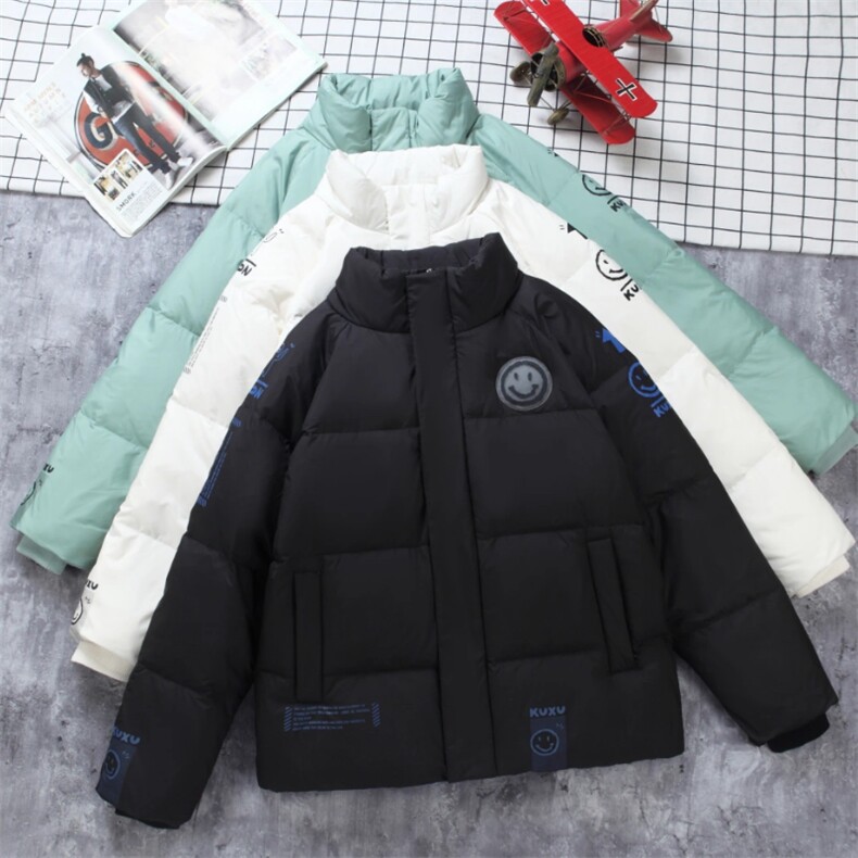 经典笑脸杠连帽短款时尚韩版白鸭绒羽绒服外穿学生情侣班服,男装羽绒服,星座301D-5(原星座1415）