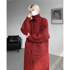 8XL-M慵懒风长款毛衣开衫外套秋冬过膝休闲针织衫MY1217P120控158，男装针织衫/毛衣，电商D206-1
