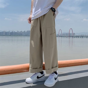 潮牌工装裤男宽松直筒休闲日系原宿风大口袋阔腿长裤K0746-P38图片