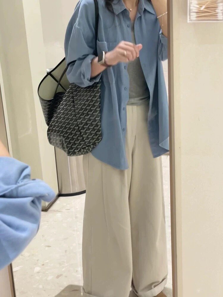 2025韩订单秋季水洗纯棉气质叠穿衬衫,女装衬衫,湘姗