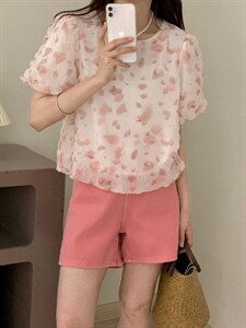 夏季新款 定制面料印花小衫图片