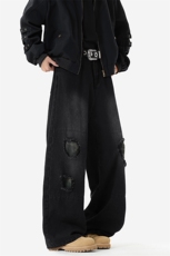 无影墙潮牌宽松裤子男美式高街水洗破洞牛仔裤-A2071TP48控88，男装牛仔裤，电商B241