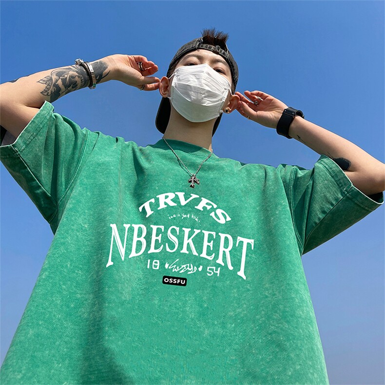 量大优可供抖音视频支持得物品质配合二开美式水洗短袖t恤SX89,男装T恤,电商A486