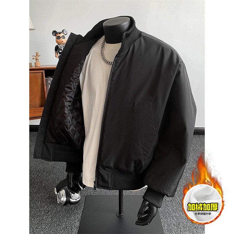 现货冬季美拉德立领飞行夹克廓形高街棒球服加棉加厚棉衣外套，男装夹克，电商A486-1