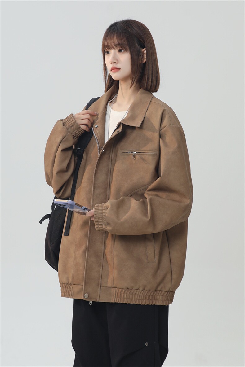 中性风PU皮工装翻领夹克2025秋季痞帅潮流外套XZ301b-2-JK2590P85,男装夹克,星座301B-2（原A443-1）