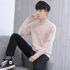白色半高领毛衣男款秋冬高级感韩系内搭针织衫cleanfit保暖打底衫，男装针织衫/毛衣，电商D310（原电商305）