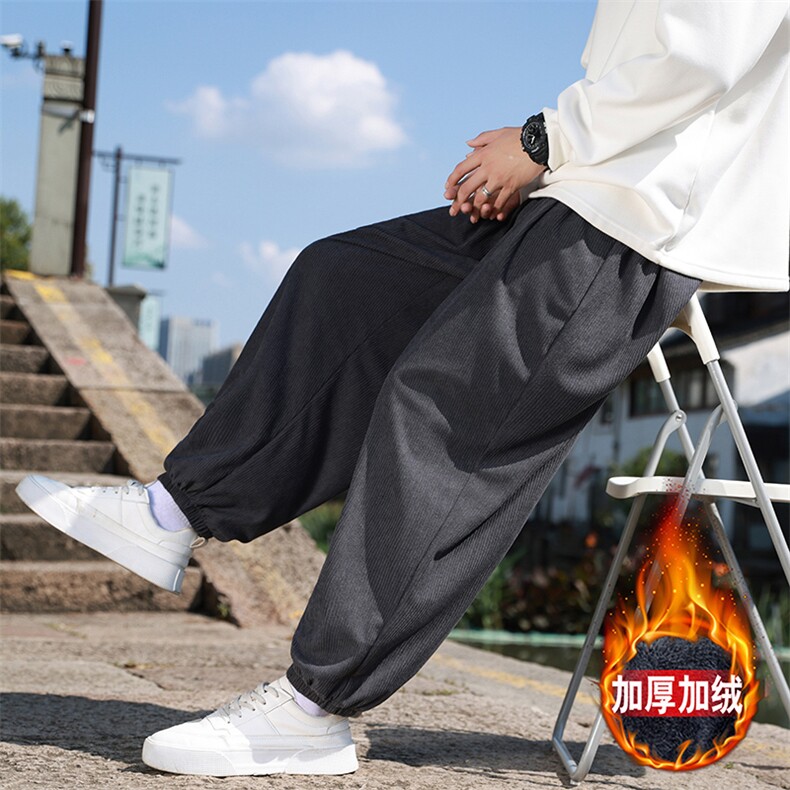 风冬季新款灯芯绒长裤子男束脚裤日系复古大码休闲裤K28-P45,男装休闲裤,星座225-1
