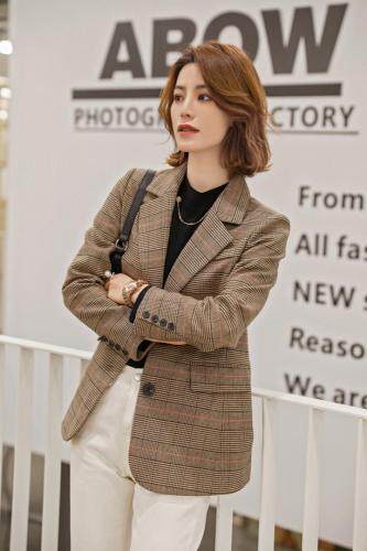 时尚格子外套，女装，一家人