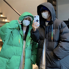 港风新品小熊加厚宽松连帽面包服棉衣外套情侣装棉服G1033P128，男装棉衣，电商A339