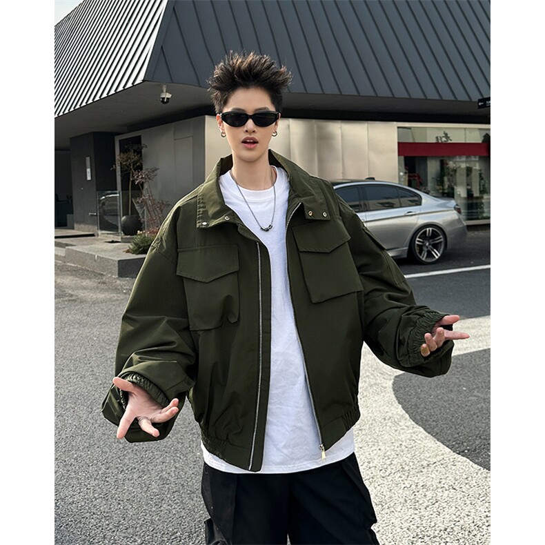 美式复古工装外套设计感小众水洗做旧夹克潮JK06715-P70图片