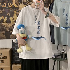 YT26261-P30亚短袖t恤男大码五分袖男宽松七分袖海报风，男装T恤，电商A040