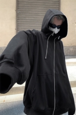 小众设计款重磅双拉链卫衣男连帽开衫男女外套B289-WY3016特68，男装卫衣，电商B289