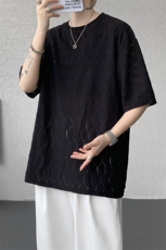 现货T10130-特p30控58高品质面料镂空痞帅大码圆领短袖T恤衫，男装T恤，电商A059