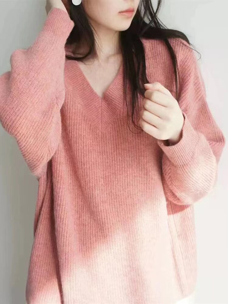宽松慵懒风针织衫女秋冬季软糯内搭打底衫毛衣潮,针织衫/毛衣,半城羊绒