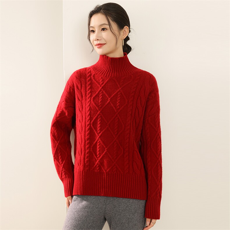 2025年秋季时尚百搭通勤简约半高领羊毛衫，女装羊毛衫，奢优羊绒