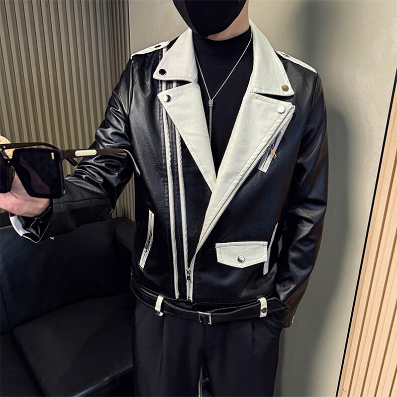 男士短款春秋季西装领机车皮夹克外套A368-QY6022-P118,男装夹克,电商A368