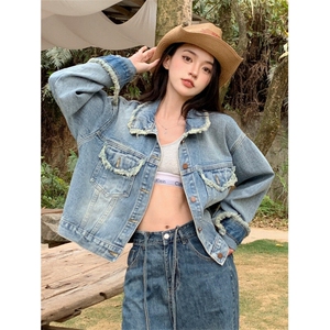 磨破做旧复古牛仔外套女宽松显瘦韩系oversize休闲上衣 NZ055-P88图片