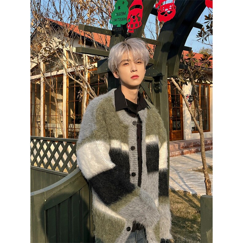 秋冬圣诞设计感撞色针织衫毛衣男圆领慵懒开衫外套小众M116，男装针织衫/毛衣，星座1116A（原606A-3）