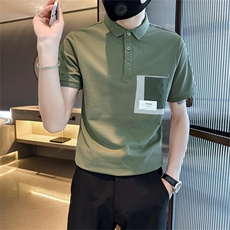 2026夏季口袋设计大码短袖T恤翻领时尚Polo衫T0234-P48，男装T恤，电商D342