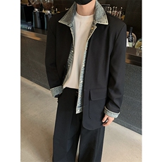 假两件牛仔西装外套潮牌夹克休闲百搭西服外套B289-XZ8228-P135，男装夹克，电商B289-1