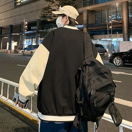 新款春秋外套男潮牌宽松立领拼色夹克韩版棒球服上衣J437-P48，男装夹克，星座1008-1