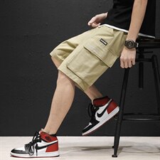 A003-HK7012-P45夏装新款时尚口袋男士工装短裤黑墙1，男装休闲裤，电商A003