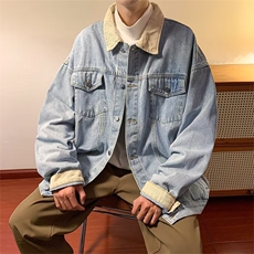 美式复古牛仔外套男女春秋季潮牌水洗做旧牛仔工装夹克JK8681-P68，男装工装外套，星座1008-2