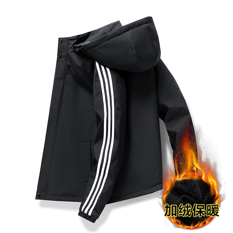 秋冬季新款三条杠防水防寒可拆卸帽子冲锋衣，女装卫衣/绒衫，玖雅羊绒