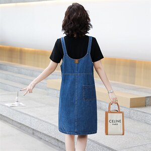 牛仔背带连衣裙裙套装女夏季2023新款女装韩版时尚百搭两件套裙潮图片