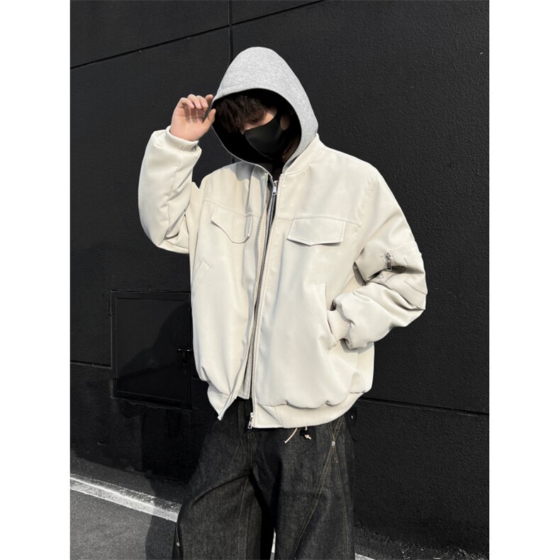 假两件双色连帽棉服男潮流保暖荔枝纹棉衣户外外套棉服2309p118,男装棉衣,星座506-1