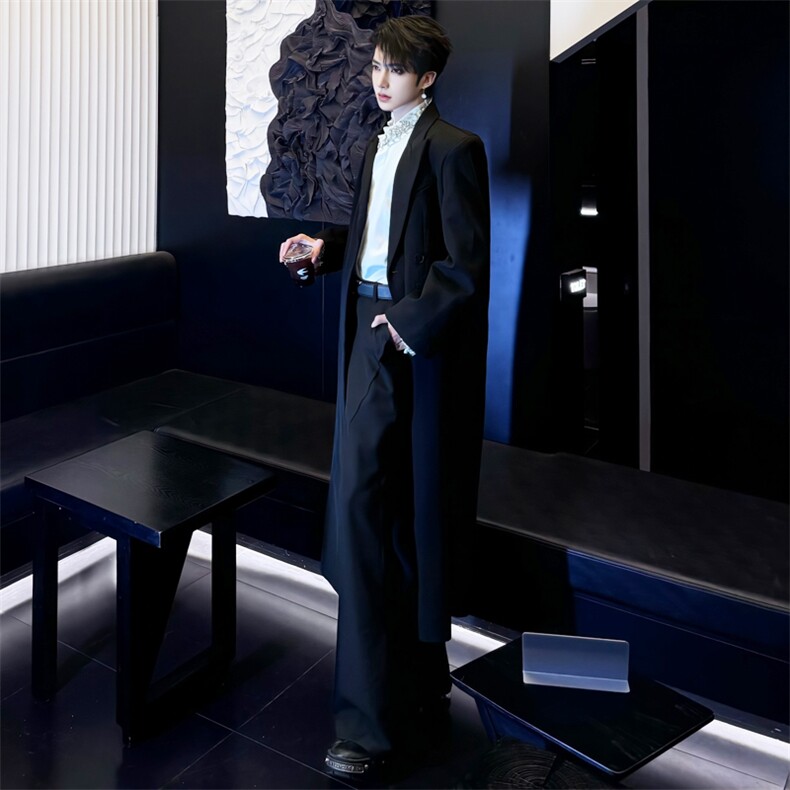 （）黑色长款西装外套西服大衣2811-P125(夹棉28112-p140),男装西服,星座910-5