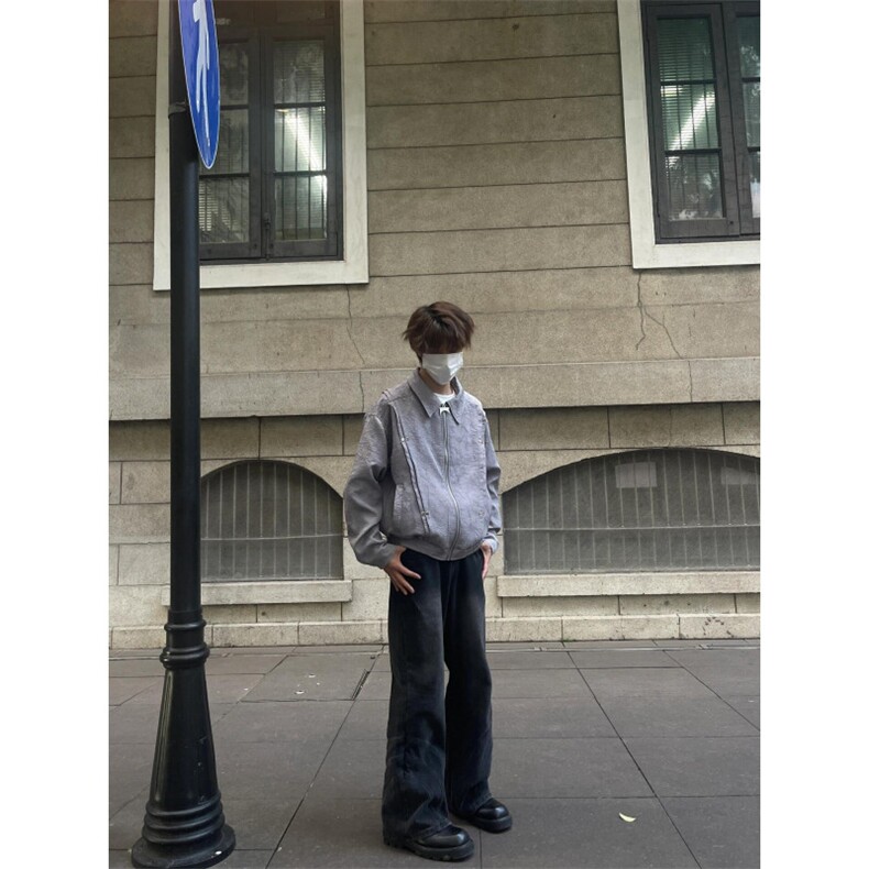 【有货】cleanfit短款褶皱外套男款春秋高级感痞帅夹克W186LL-P72,男装夹克,星座1007（原301D）