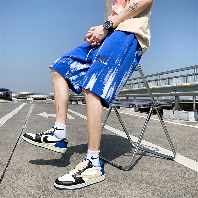 DD6449P32天台景 扎染运动短裤百搭薄款港风潮牌宽松5分篮球裤子图片