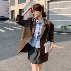 黑色西装外套女2025春季新款设计感小众休闲时尚百搭韩版西服潮，女装皮衣，1C083