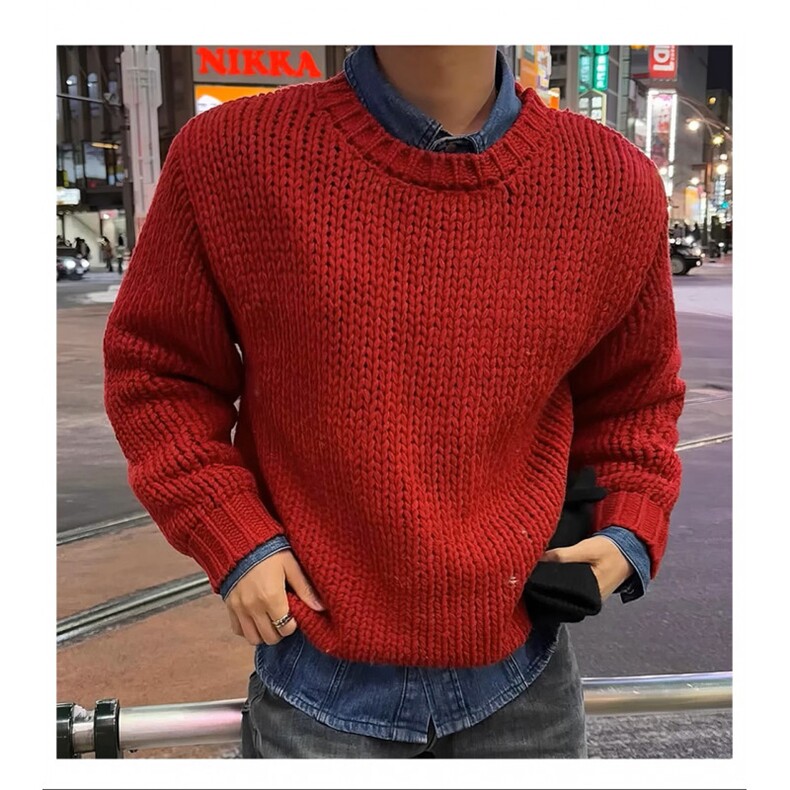 MY42-P68红色毛衣,男装针织衫/毛衣,星座1501-3